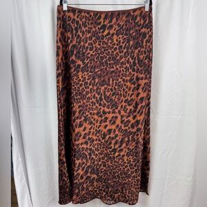 Women's Maxi Slip Skirt - A New Day - Brown Leopard Print - Size Large - NWOT